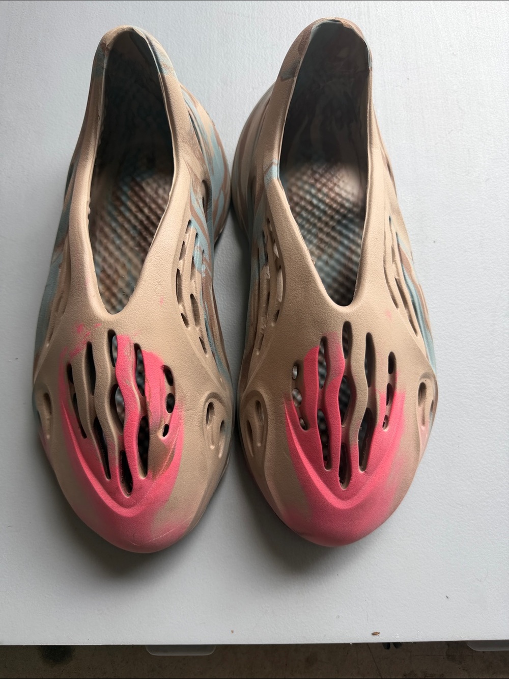 adidas Women's Slip-On Mules in Beige and Pink